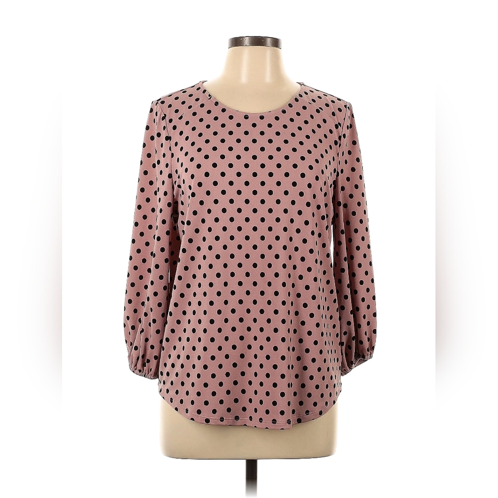 Adrianna Papell Women's Printed 3/4 Sleeve Yoke Detail Top